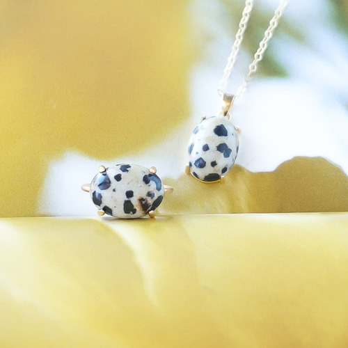 天然石大ぶりネックレスボリュームネックレスジャスパーシルバー925刻印