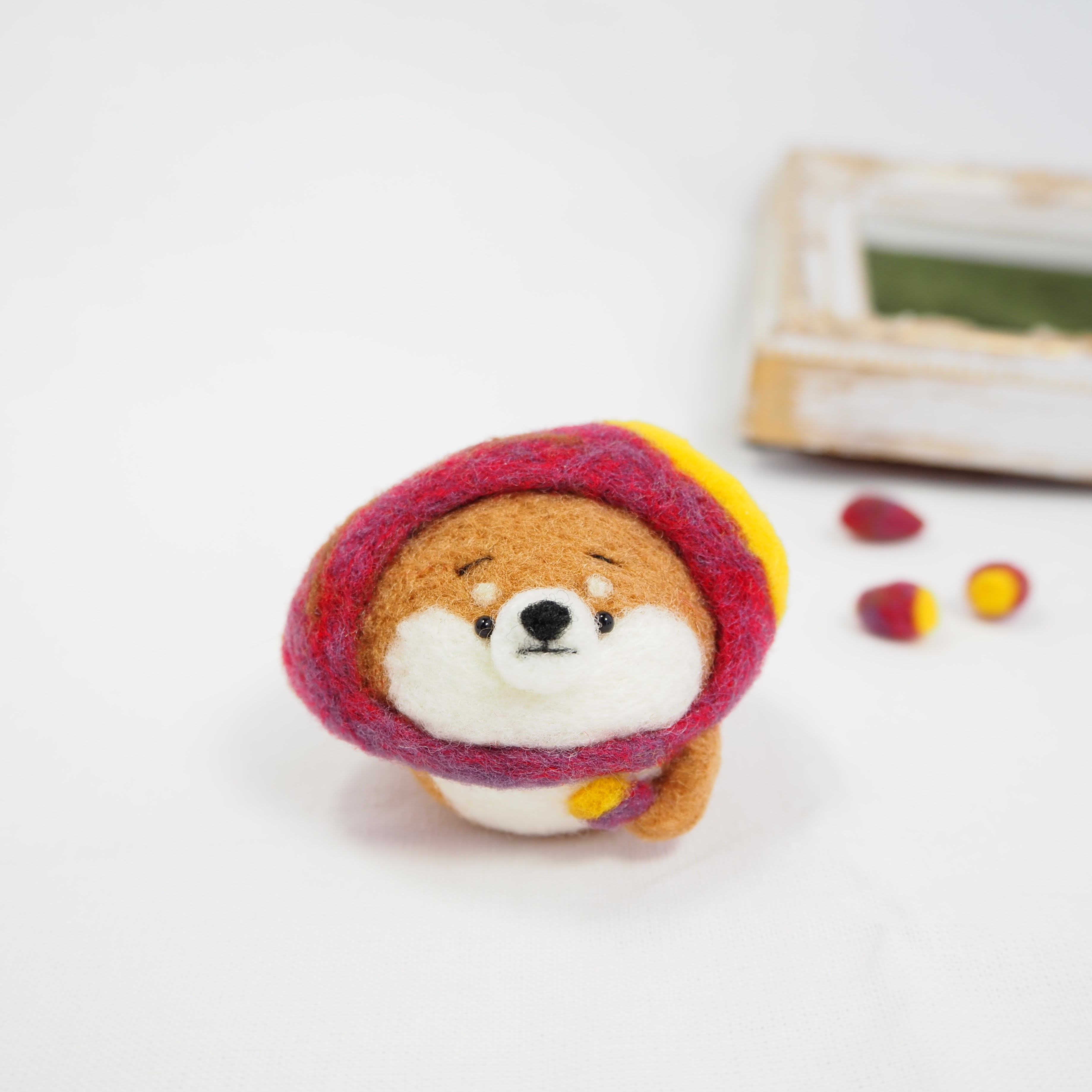 【受注製作】なりきり焼き芋のまゆ柴犬(赤柴・黒柴・白柴)　羊毛フェルト