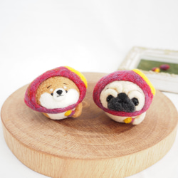 【受注製作】なりきり焼き芋のまゆ柴犬(赤柴・黒柴・白柴)　羊毛フェルト 10枚目の画像