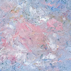 原画 油絵 予兆の空 夕暮れのアート 抽象画  75×100mm スモークブルー×ピンク モダンアート 5枚目の画像