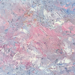 原画 油絵 予兆の空 夕暮れのアート 抽象画  75×100mm スモークブルー×ピンク モダンアート 4枚目の画像