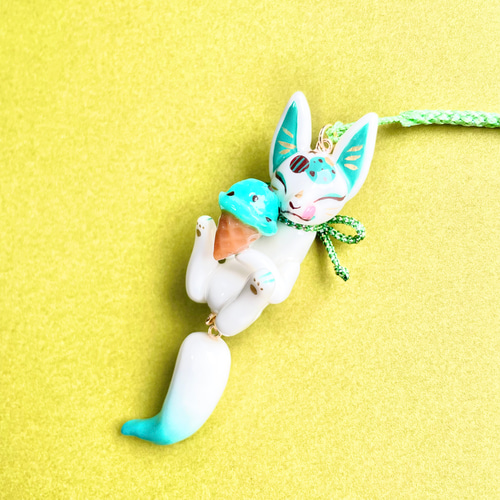 新作】チョコミント狐ストラップ 携帯ストラップ 叶きりく 通販