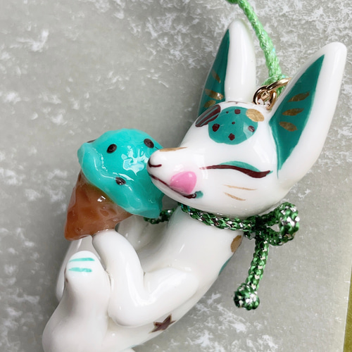 新作】チョコミント狐ストラップ 携帯ストラップ 叶きりく 通販