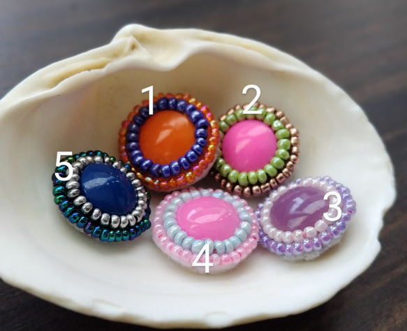 ビーズ縁取りイヤリング イヤリング・ノンホールピアス ひつじと空と