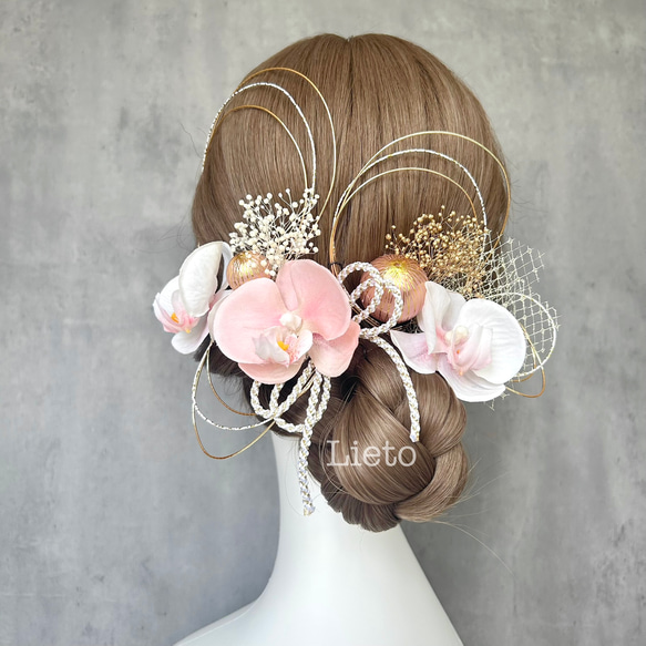 匿名発送可◎】胡蝶蘭 ホワイトピンク 髪飾り ドライフラワー