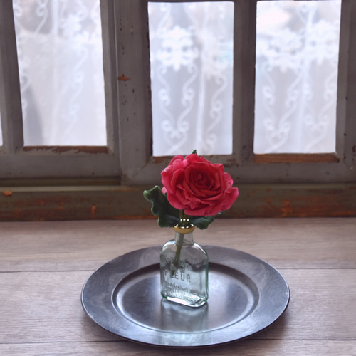 ◇粘土のお花◇ 薔薇 一輪 （赤）B848 プリザーブドフラワー Old