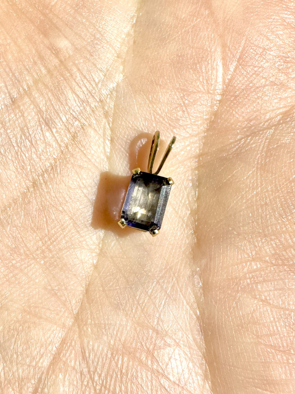 k14gf アイオライト レクタングル ペンダントトップ 7×5mm 2枚目の画像