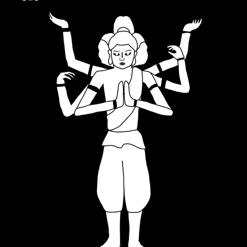 あこ　　手描き仏像線画アート 仏像の線画イラスト - No: 2041295｜無料イラスト・フリー素材