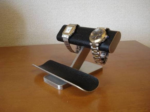 ウオッチスタンド　名入れ　刻印　ラッピング　腕時計スタンド　腕時計スタンド 自作　　ブラック時計スタンド　No.1165 8枚目の画像
