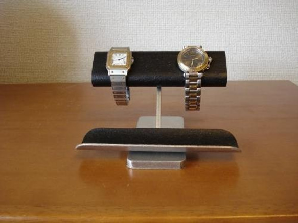 ウオッチスタンド　名入れ　刻印　ラッピング　腕時計スタンド　腕時計スタンド 自作　　ブラック時計スタンド　No.1165 2枚目の画像