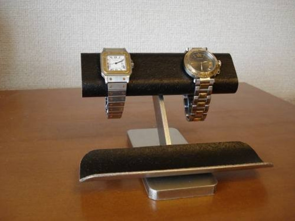ウオッチスタンド　名入れ　刻印　ラッピング　腕時計スタンド　腕時計スタンド 自作　　ブラック時計スタンド　No.1165 3枚目の画像