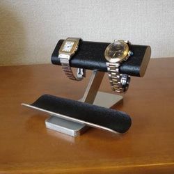 ウオッチスタンド　名入れ　刻印　ラッピング　腕時計スタンド　腕時計スタンド 自作　　ブラック時計スタンド　No.1165 1枚目の画像