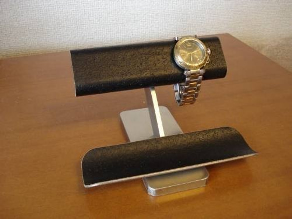 ウオッチスタンド　名入れ　刻印　ラッピング　腕時計スタンド　腕時計スタンド 自作　　ブラック時計スタンド　No.1165 4枚目の画像