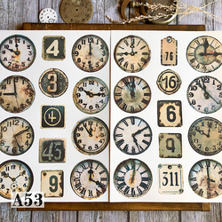 送料無料【A53コラージュ素材】レトロ　時計　デザインペーパー　日記　ジャンクジャーナル　バレット　 5枚目の画像