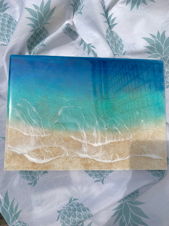 ブルーとエメラルドグリーンの海 触れたくなるアート いつまでも