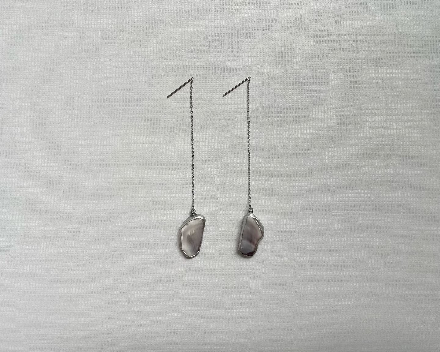 牡蠣殻×銀継or金継　アメリカンピアス　サージカルステンレスチェーン　オイスターシェル　シルバーorゴールド