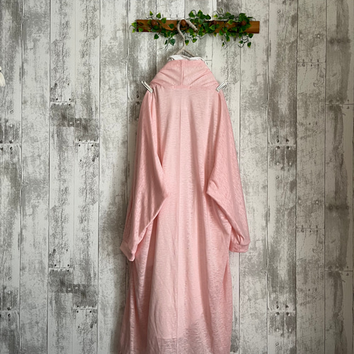 美品nest robe ピンク　麻100 カーディガン風ロングシャツ　ガウン 美品nest robe ピンク 麻100 カーディガン風ロングシャツ ガウン