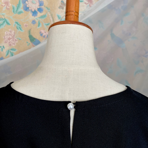 着物リメイク 黒留袖ドレス ギャザースリーブ Aライン ハンドメイド