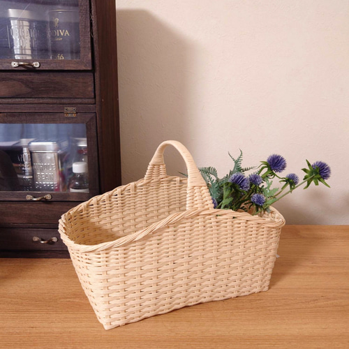 ワンハンドルバスケット WIDE＊バニラ / 収納かご 小物入れ