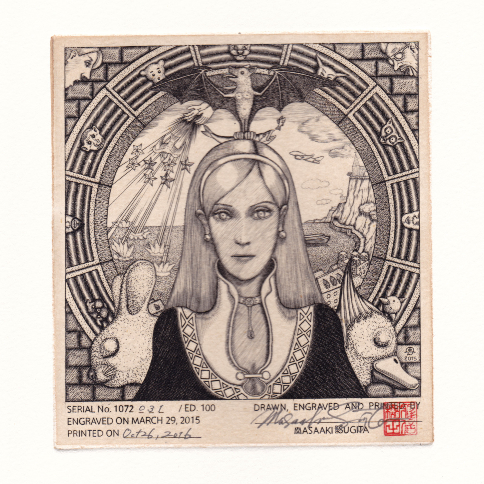囚われの大根高見沢耳のジクレー版画作品一点物の版画作品です