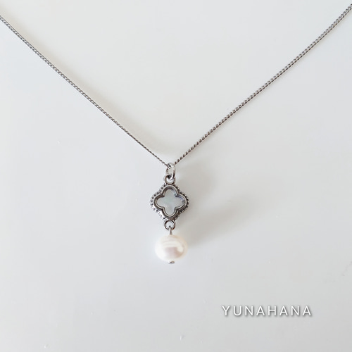 マザーオブパール 白蝶貝 フラワー ハッピークローバー シルバー