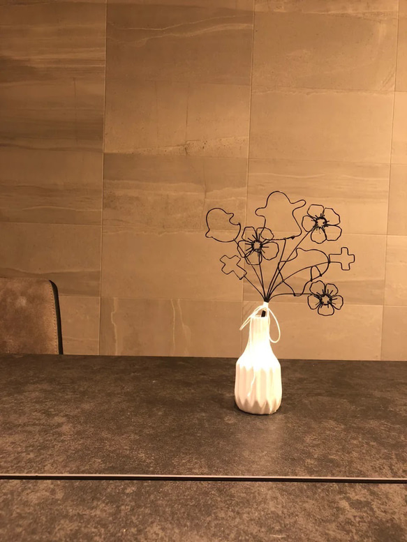おばけとアネモネの花束　ハロウィン　ワイヤーアート 4枚目の画像