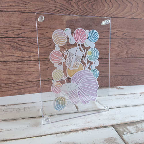 熱帯魚～白い切り絵～ベタ パステルカラー【切り絵】 切り絵 ななぱん 