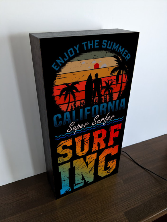 【Lサイズ】サーフィン カリフォルニア ビーチ サーフ 海 浜 夏 南国 サイン ランプ 看板 置物 雑貨 ライトBOX 4枚目の画像