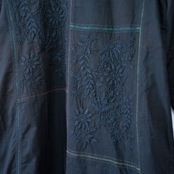 【即納可】インドコットン手刺繍・2WAYカフタンワンピ（NK23-004-black） 16枚目の画像