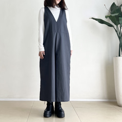 ゆったりサロペットパンツ♪　Cotton Linen Dark Grey 2枚目の画像