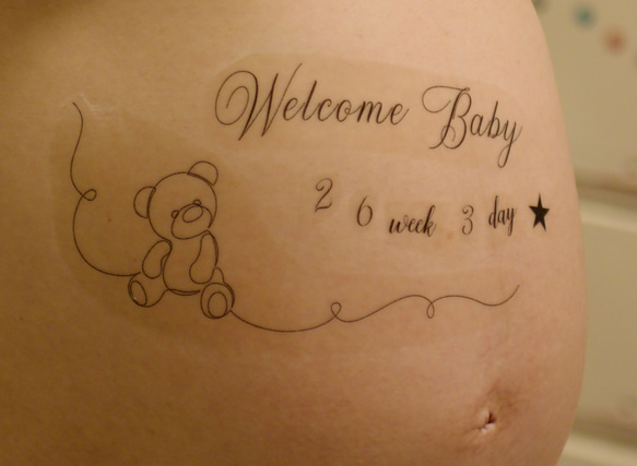 A5テディベアマタニティシール　マタニティフォトシール　マタニティペイントシール 2枚目の画像