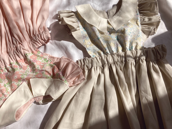 専用ページ  ハンドメイド　エプロンドレス　ワンピース　リバティ　120cm 120cm ハンドメイド子供服 リバティ✳︎田園風フリルエプロン