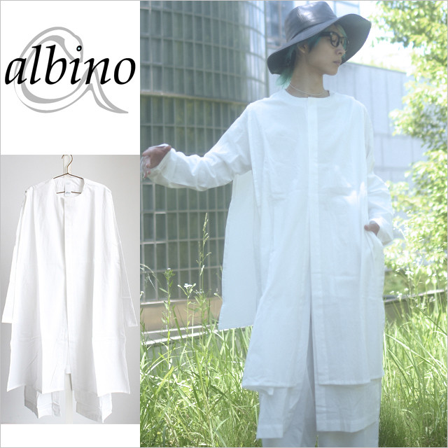 肩掛け付きコート風ノーカラーワンピースシャツ 10,701円