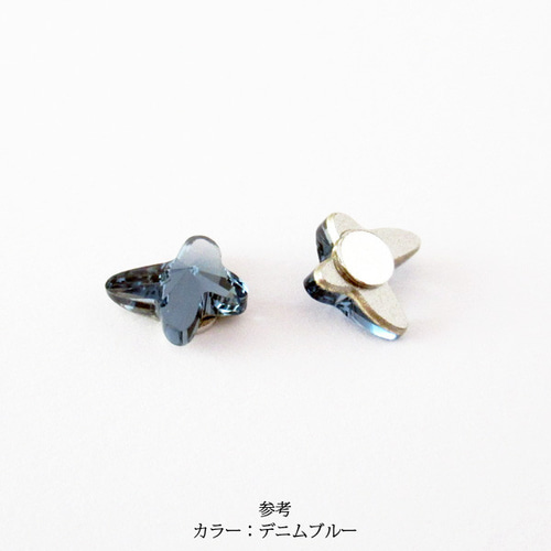 スワロフスキー 蝶々 クリスタルシルバーナイト 貼るピアス 蝶