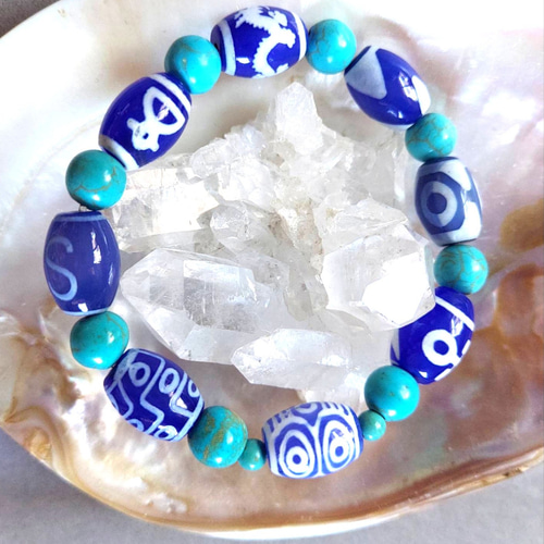 上肯龍紋天珠‼️西蔵護摩供龍紋虎牙財神、虎牙貴人、双虎牙、如意宝珠