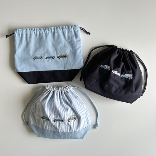 名入れOK【お弁当袋】車の刺繍・男の子・入園入学・幼稚園・保育園