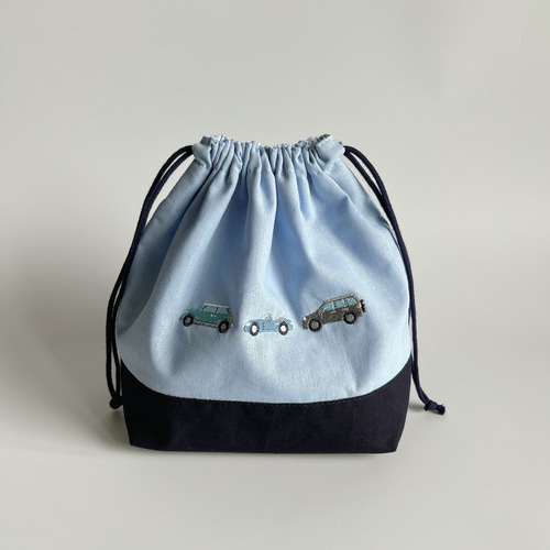 名入れOK【お弁当袋】車の刺繍・男の子・入園入学・幼稚園・保育園