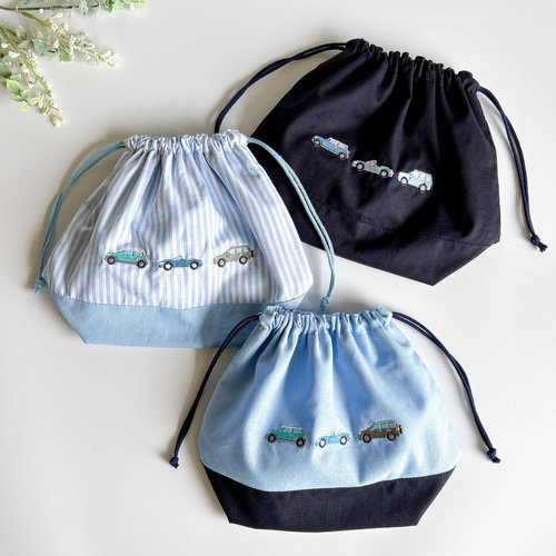 名入れOK【お弁当袋】車の刺繍・男の子・入園入学・幼稚園・保育園