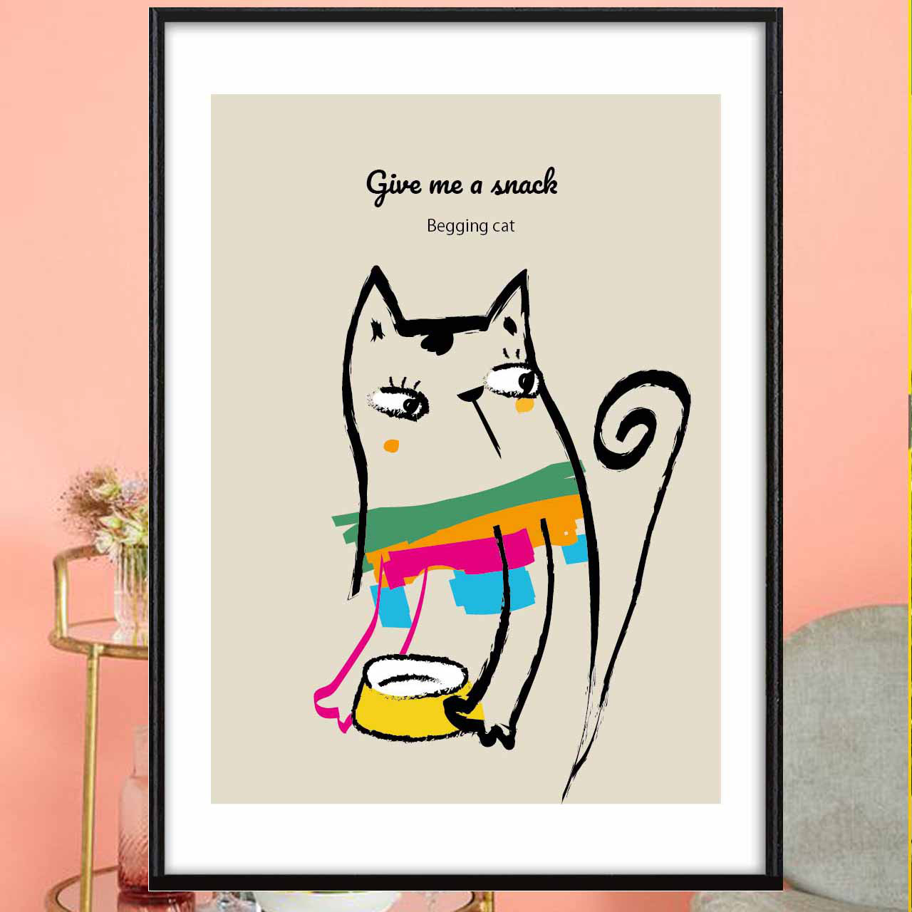 おやつちょう〜だ〜い　イラスト　ポスター　A4 A3 A2 A1アートポスター　結婚祝い　新築祝い　プレゼント　1687