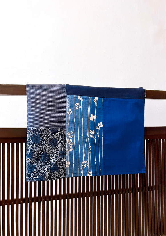 Jul’s*唯衣* 獨一無二日本傳統藍色漸層果實葉子拼接四方衣四角衣 第7張的照片