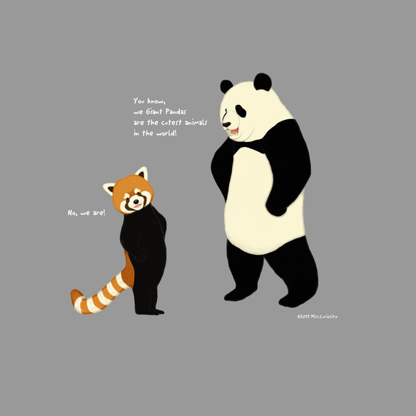 Tシャツ　パンダとレッサーパンダ　濃色系 3枚目の画像