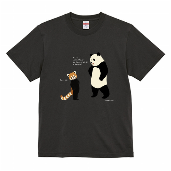 Tシャツ　パンダとレッサーパンダ　濃色系 1枚目の画像