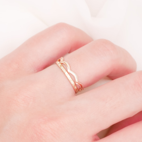 K10YG/もくもくふんわり雲のリング ミルver./地金リング 指輪・リング