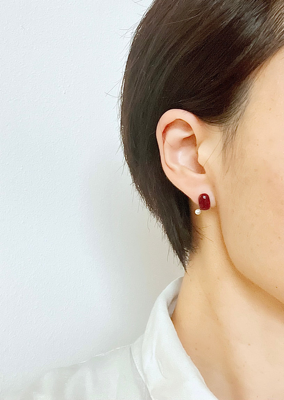 七宝焼「あずき　ピアス」 7枚目の画像