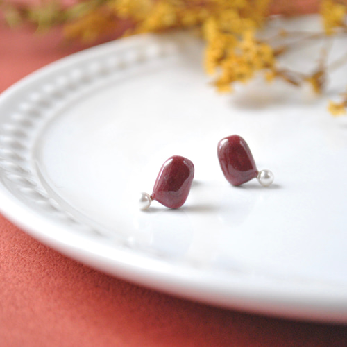 七宝焼「あずき ピアス」 ピアス（スタッド・一粒） kirara 通販