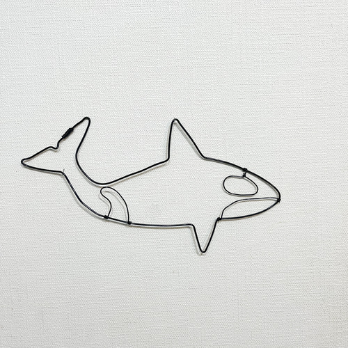 シンプルなシャチ オルカ 鯱鮫 平面 壁掛け ワイヤーアート