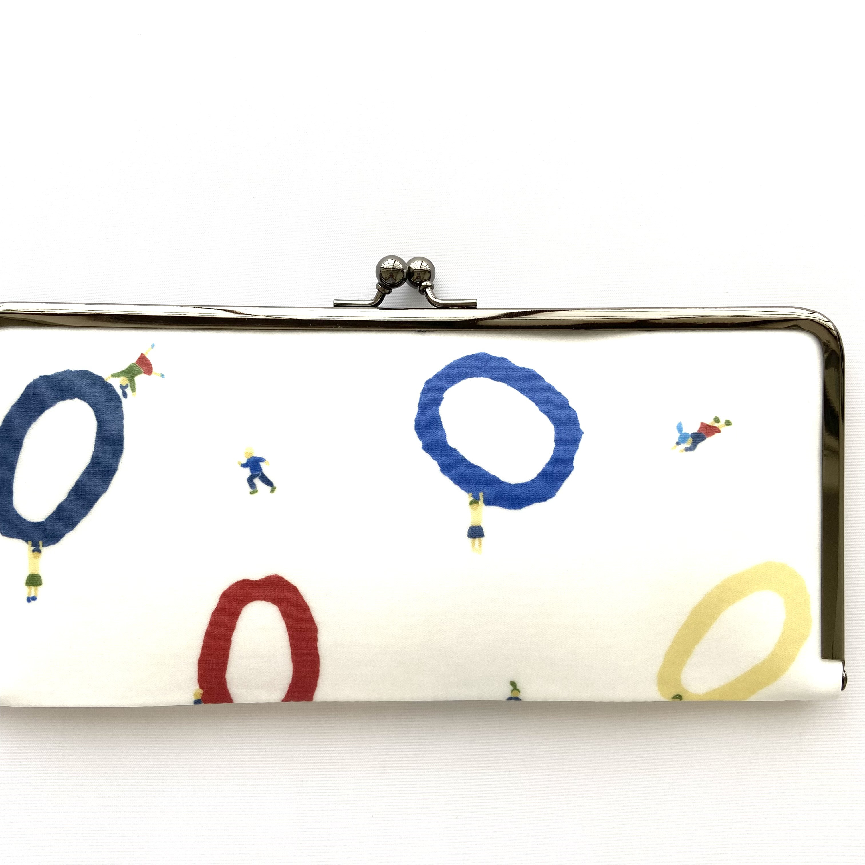 ＊ラミネート＊ がま口長財布 スリム ウィニングリングス  ホワイト リバティプリント使用