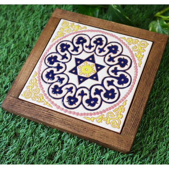 ◇タイルアート◇アラベスク模様 A◇木枠付◇ その他インテリア雑貨