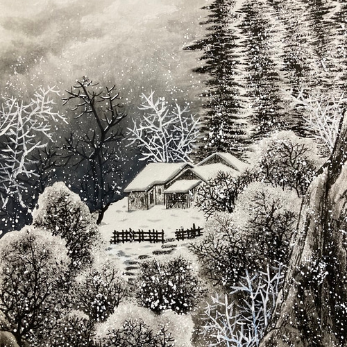 掛け軸 風景画 (水墨画 風景画 橋と樹木 中国 掛け軸 掛軸 掛け軸 風景画 (水墨画 風景画 橋と樹木 中国 掛け軸 掛軸