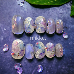ネイルチップ〔 mikke. 〕/ 紫陽花 透明感 マグネット 1枚目の画像